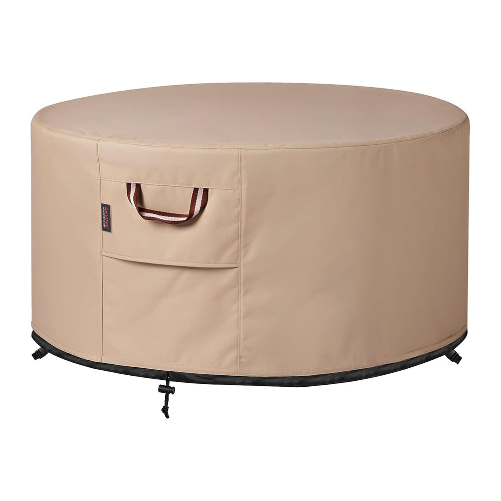 QH.HOME Fire Pit Cover Round 48", 900D Heavy Duty Fabric 100% Waterproof
