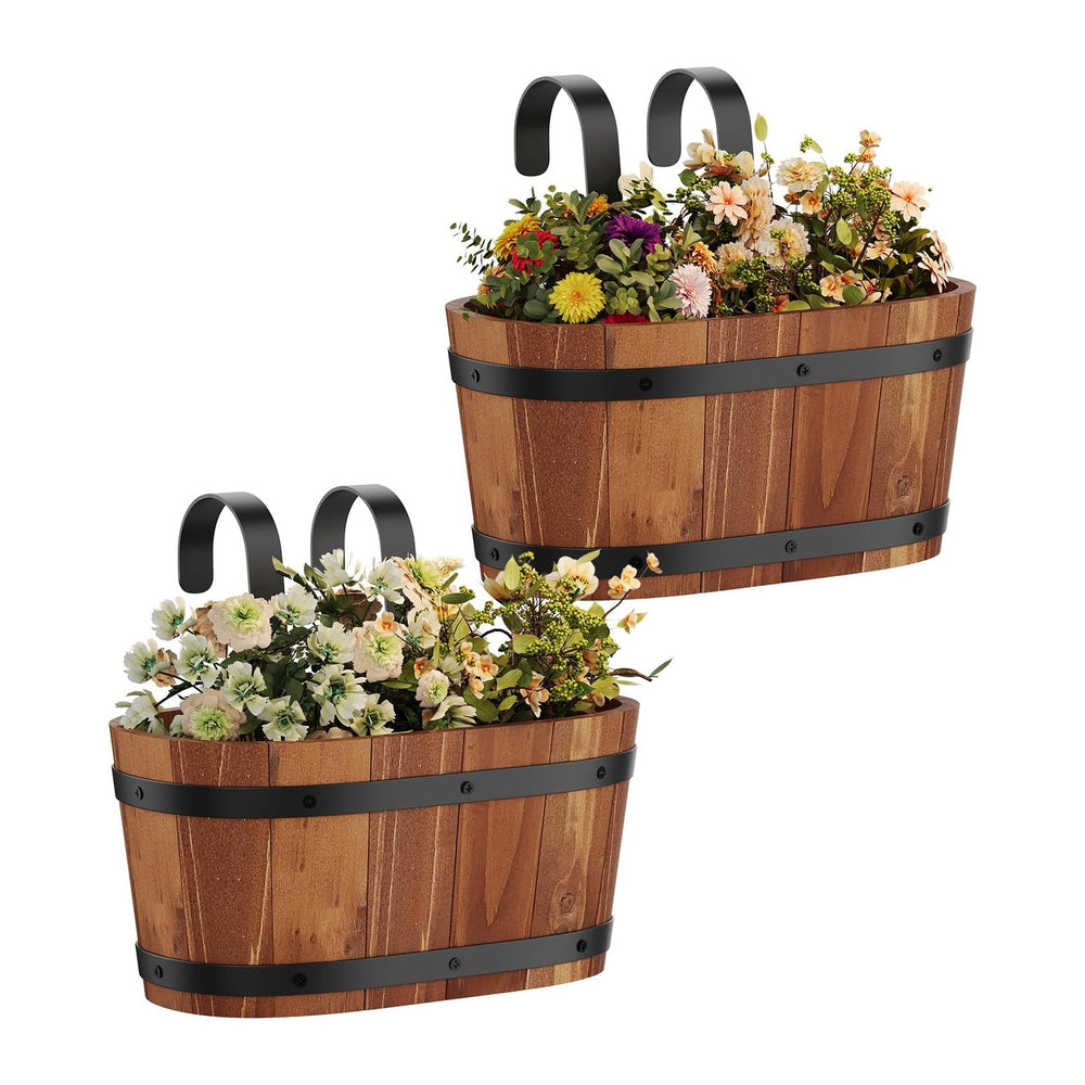 Railing Planters, 2‑Pack Hanging Flower pot, plant window hanger Bucket Pot