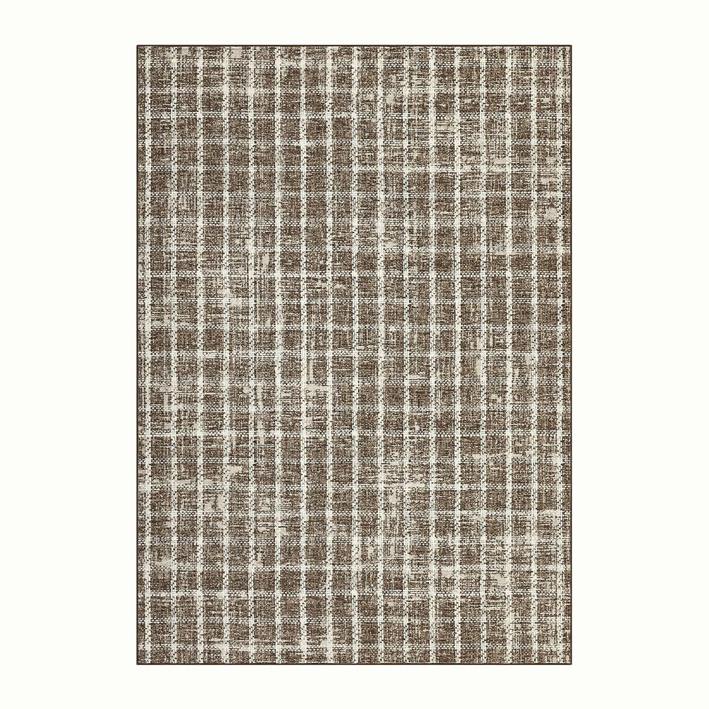 ROYHOME 6x9 Area Rug for Living Room Washable Khaki Brown Checkered Rugs