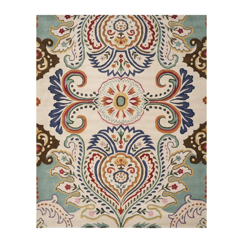 SAFAVIEH Area Rug 8x10 - Bella Collection - Large - Ivory & Teal, Handmad...