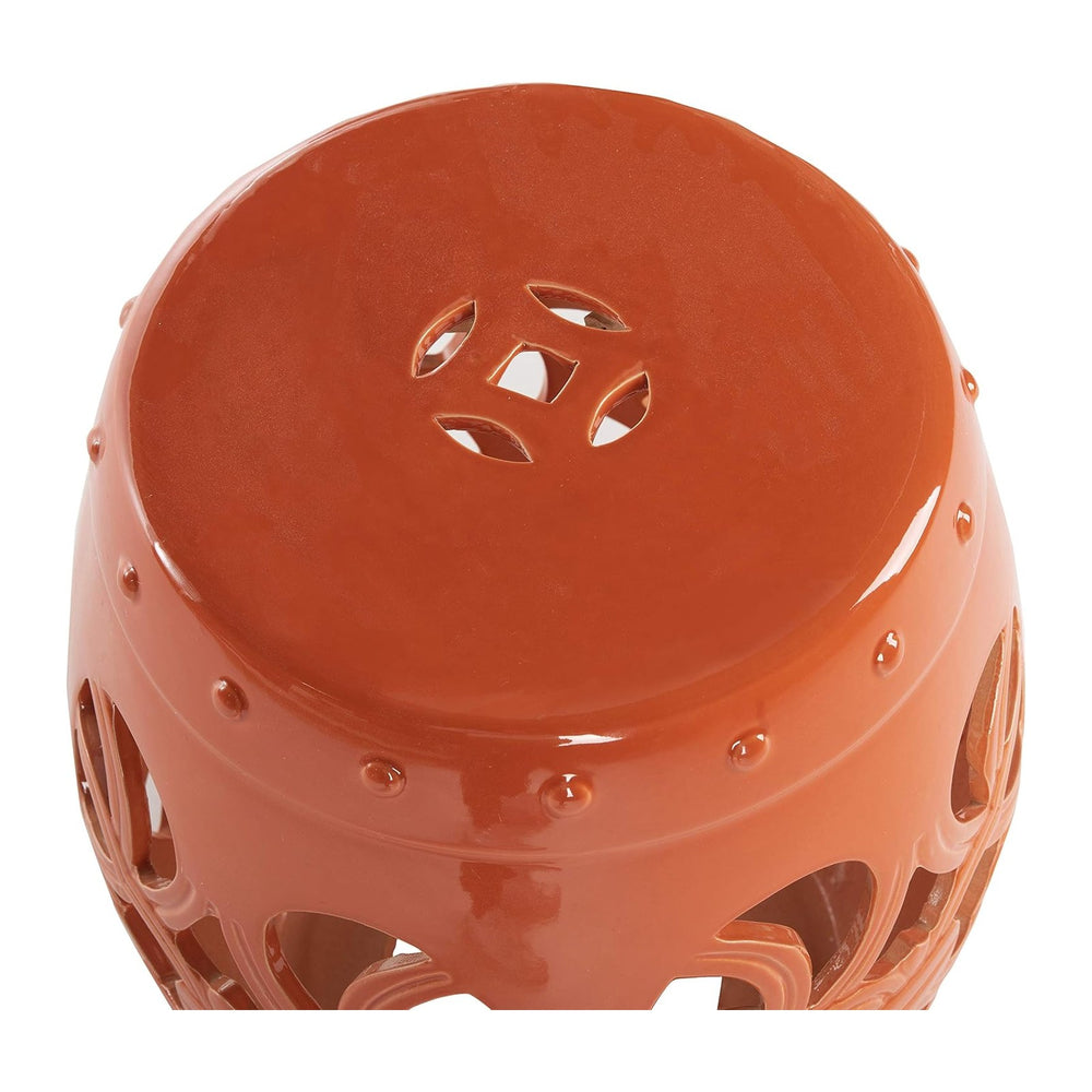 SAFAVIEH Furniture - Imperial Vine Decorative Garden Stool - Orange - Ceramic...
