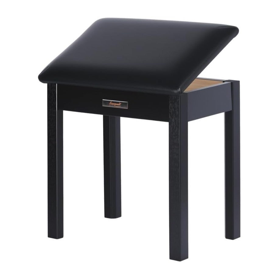 Sanpuli Solid Wood Piano Bench with Storage, Piano Stool and Padded Cushion, ...
