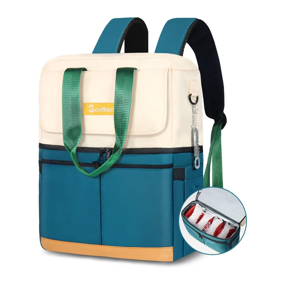 Scothen Backpack Cooler with Double Decker & 12 Ice Packs- Keeps 36 Cans ...