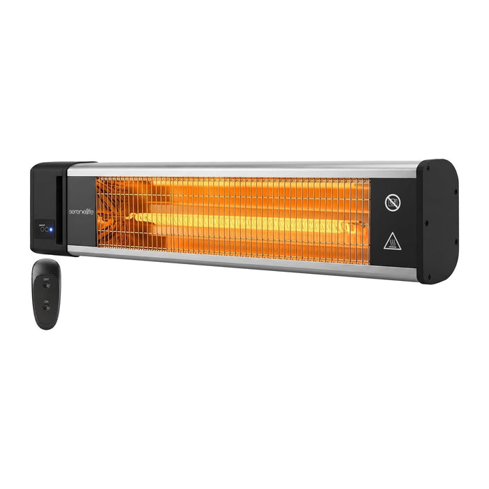 SereneLife Infrared Patio Heater, 1500W, IP65 Approved, Odorless, Wall-Mounted Heater with Remote, Indoor/Outdoor for Patio, Restaurant, Backyard, Garage, Decks
