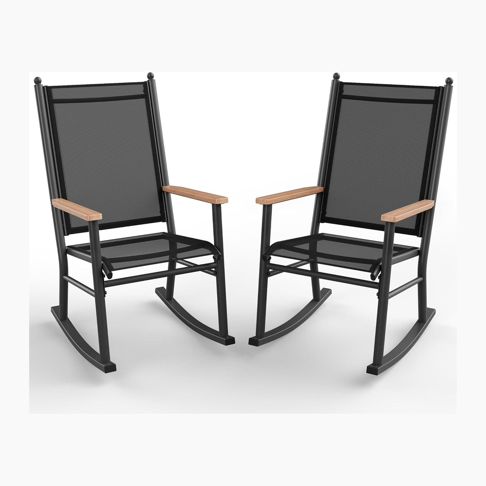 Shintenchi Outdoor Rocking Chairs Set of 2,Upgraded High Back Patio Rocking C...