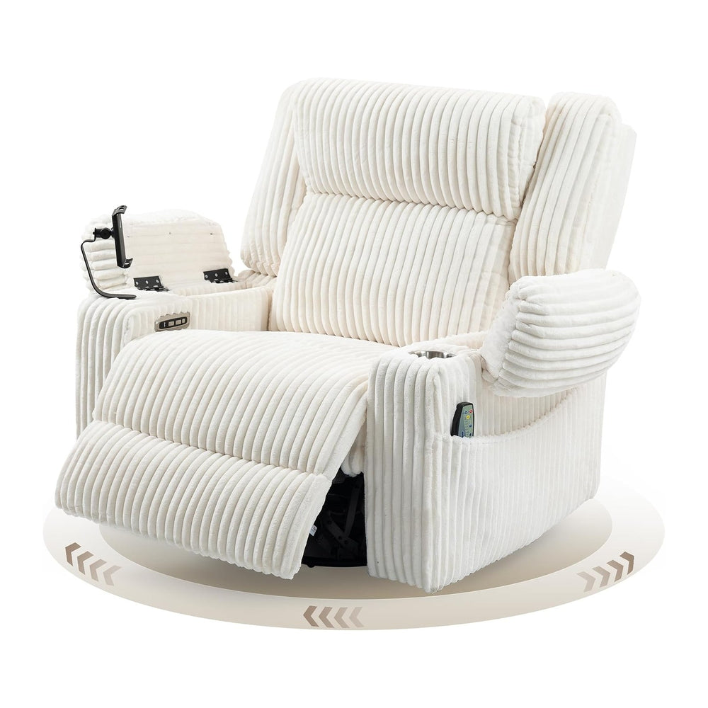 SINCRUMI Power Swivel Rocker Recliner with Dual Motor Adjustable Headrest