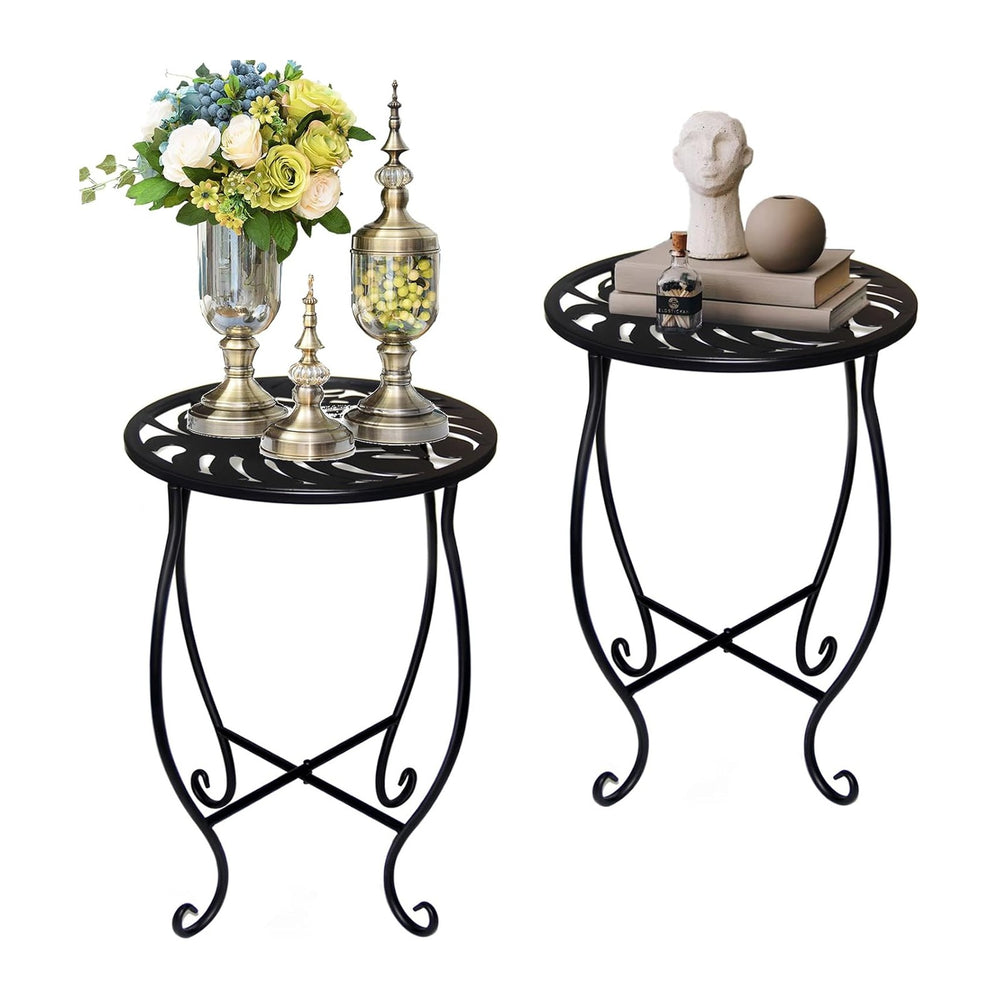 Small Side Tables for Small Space, 2 Pack Metal Outdoor Indoor Side Table