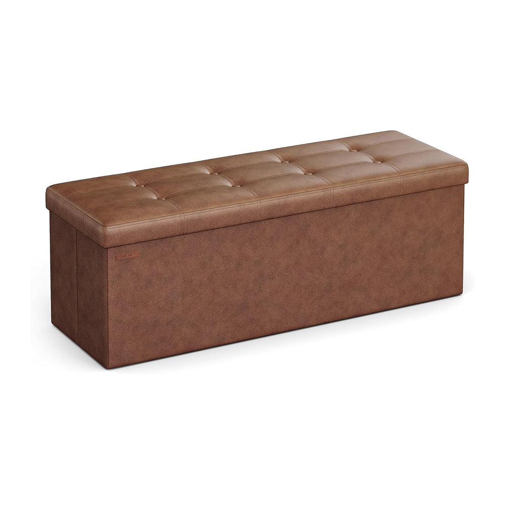 SONGMICS Storage Ottoman Bench, 43.3 Inches Folding Foot Rest Stool