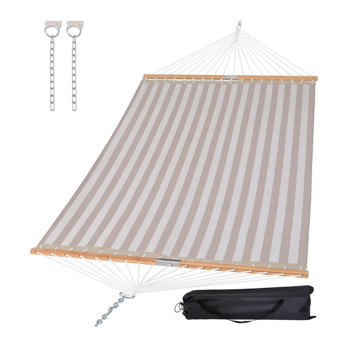 SUNCREAT Hammocks 14 FT Quick Dry Hammock Double Size, Light Gray Stripes