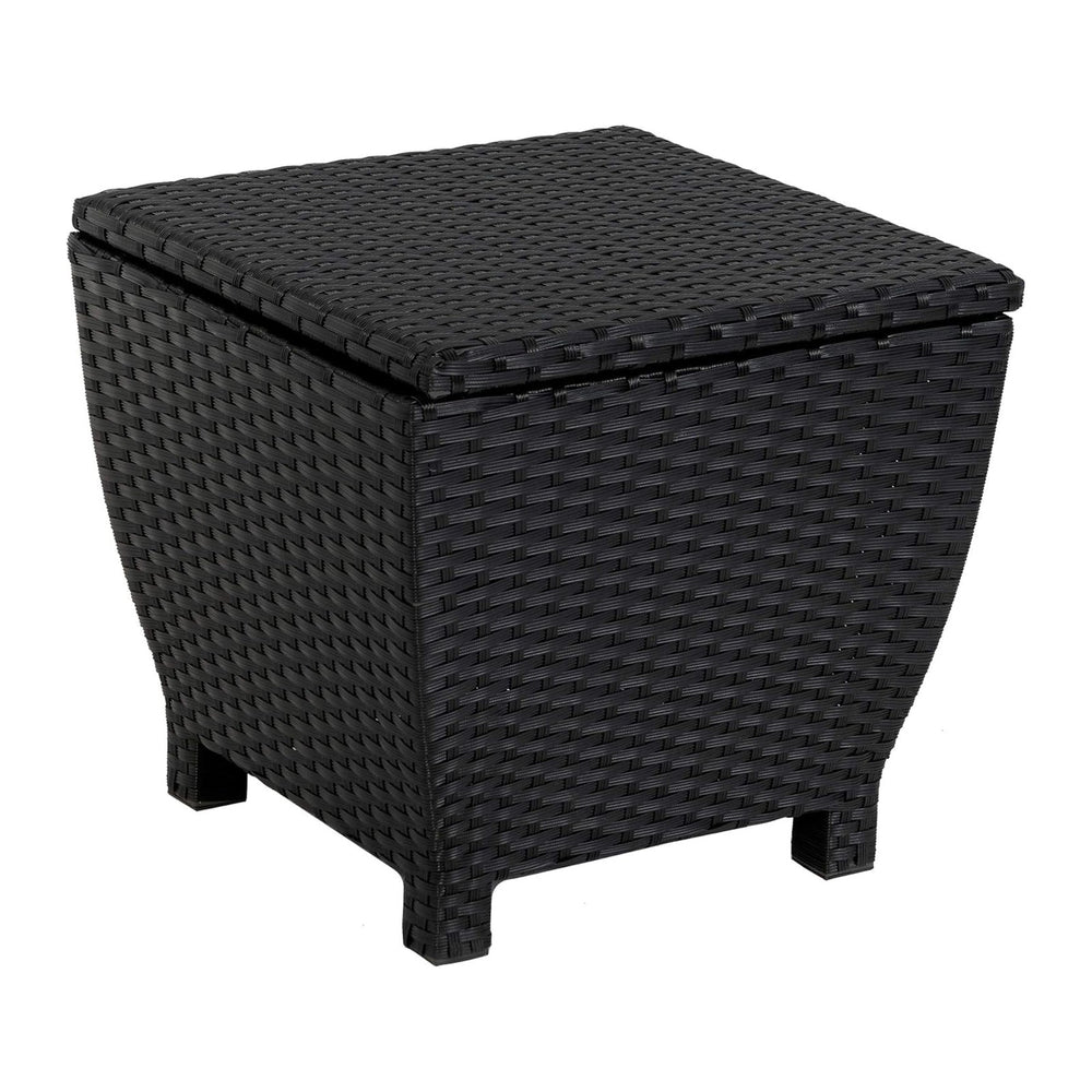 Sundale Black Wicker Storage Box, 13 Gallon Outdoor Deck Bin with Lid