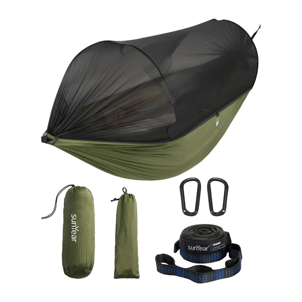 Sunyear Camping Hammock with Spacious Net, Single/Double,Outdoor&Indoor