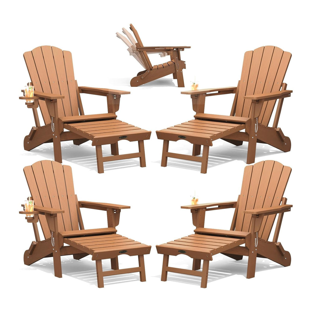 THOEOE Folding Adirondack Chairs Set of 4, Outdoor Patio Fire Pit Chairs