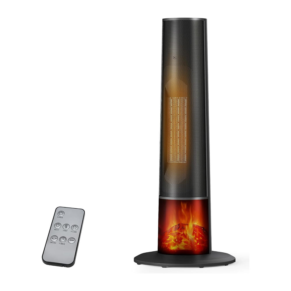 Tower Heater for Indoor Use - 25" Portable Space Heater with 3D Flame, R...