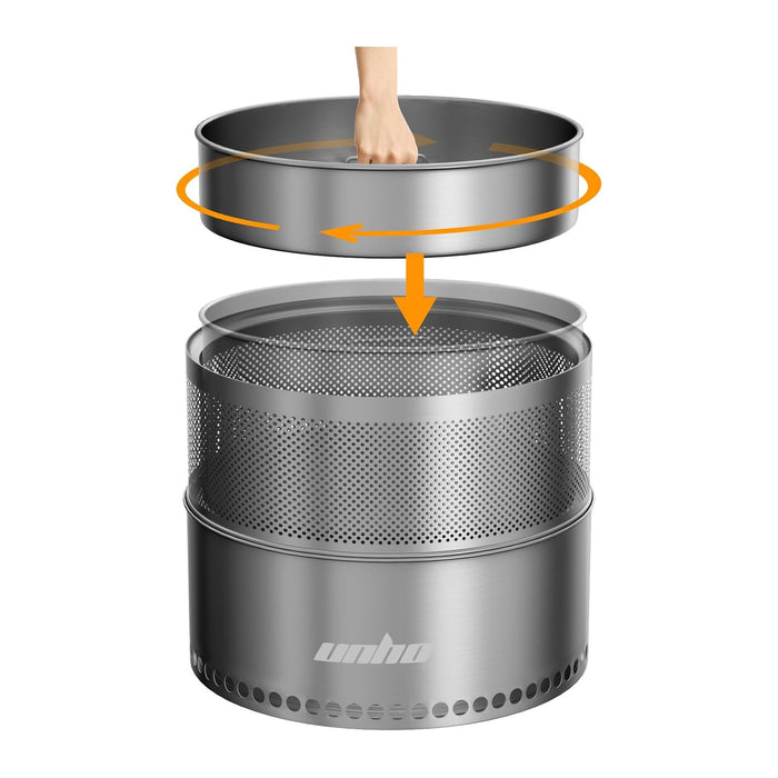 unho 20 Inch Stainless smokeless firepit for Outside Wood Burning Stove