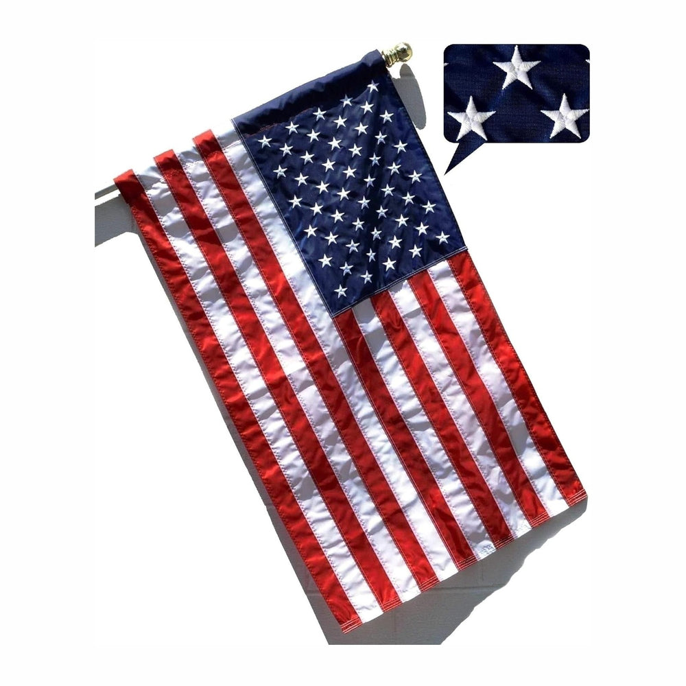 US Flag Factory - 2.5x4 FT American Flag (Sleeved) (Embroidered Stars, Sewn S...