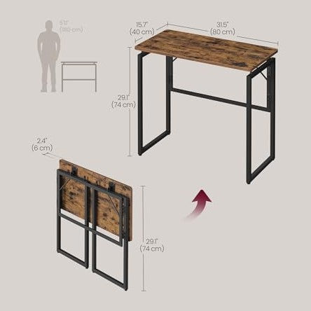 VASAGLE Folding Desk, Small Computer Desk, Foldable Table 31.5 Inch