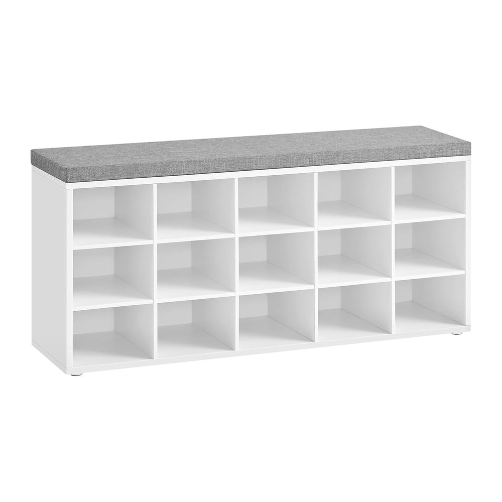 VASAGLE Shoe Bench with Cushion, 15 Compartments, 11.8 x 41.3 x 18.9 Inches