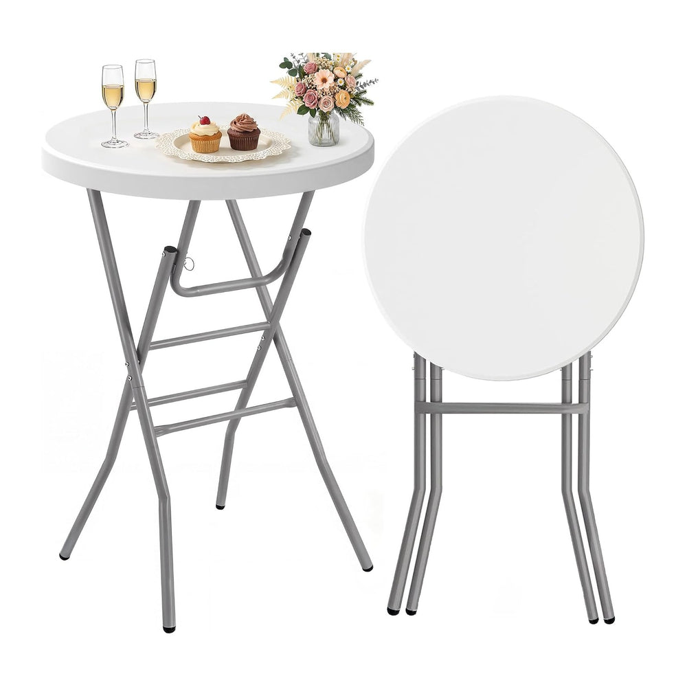 VECELO 28" Round Cocktail Table, Folding Bar Height Table with Removable...