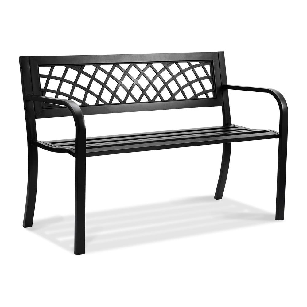 VEVOR Outdoor Bench, 46" Iron Steel Frame Garden Park Bench with Mesh Pa...