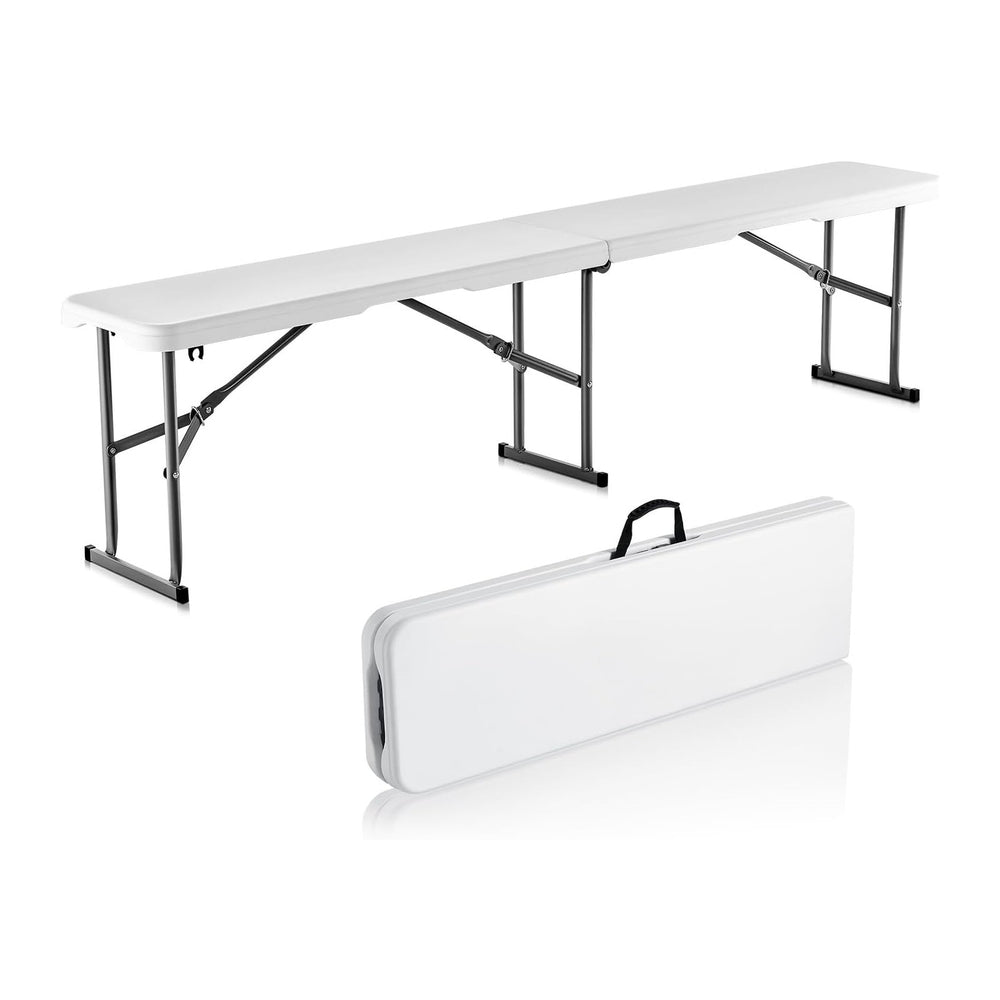VEVOR Plastic Folding Bench, 6ft Portable Folding Bench, Smooth High Density ...