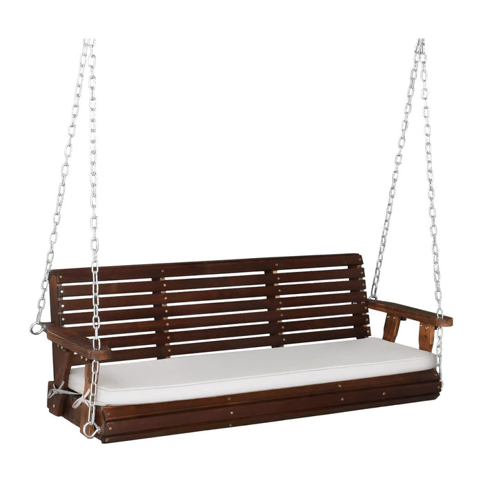 VINGLI 5 FT Heavy Duty Porch Swing with Cushion, 880 LBS Wooden, Rustic