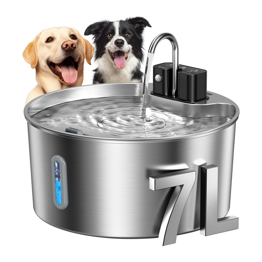 Voluas 7L Wireless Dog Water Fountain with 1 Filter, Stainless Steel