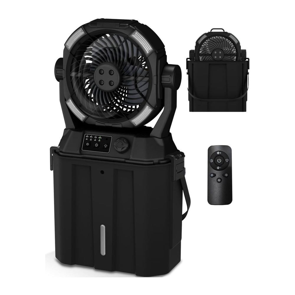 Wilody Portable Misting Fan Rechargeable with Remote Control, 6L Bucket Campi...