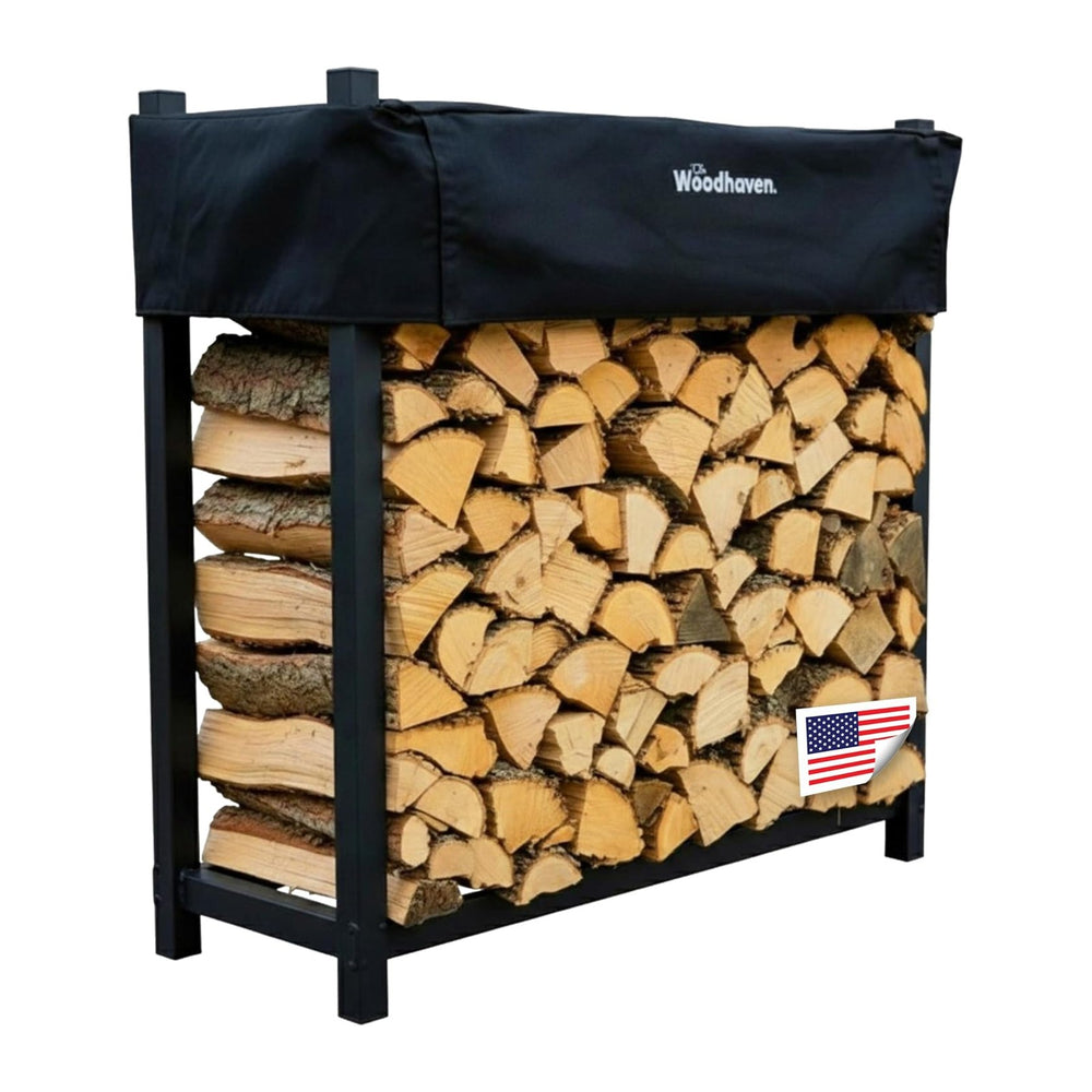 Woodhaven 3-Foot Firewood Rack – American Brand – ⅛ Plus Cord Raised Lumber S...