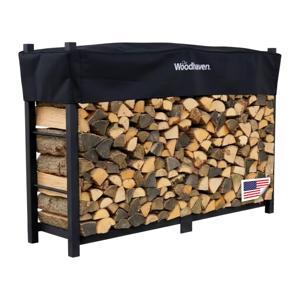 Woodhaven 6-Foot Raised Firewood Rack with Cover, 1/3 Cord | Made in USA