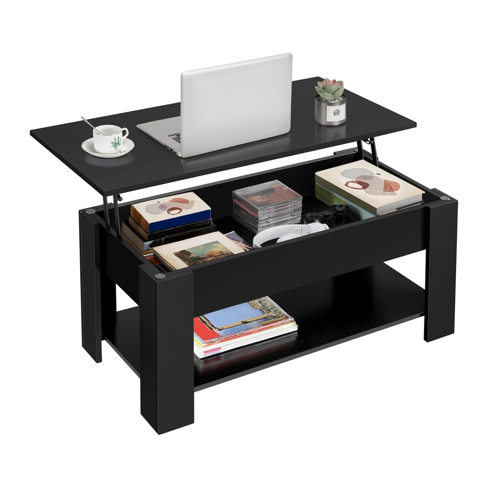 Yaheetech Black Lift Top Coffee Table with Storage for Living Room, 38.6"