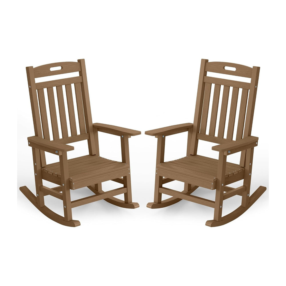YEFU Outdoor Rocking Chairs Set of 2, HIPS Rocking Chair, Teak