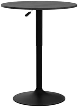 Yaheetech Round Bar Table, Adjustable 27.5-36" Height, Full Black