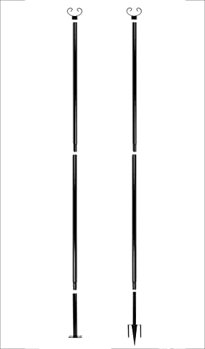 String Light Poles - 9ft Outdoor Metal Poles with Hooks for Hanging String Li...