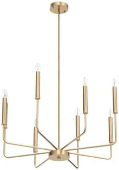 WOKNOS Modern Gold Farmhouse Chandeliers, 8-Light Industrial Metal Chandelier...
