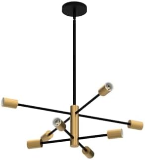 RUIYEY Modern Sputnik Chandeliers Black and Gold Mid Century Chandelier 8-Lig...