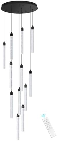 12-Lights Modern Chandeliers for Entryway High Ceiling Chandelier LED Dimmabl...