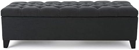 Christopher Knight Home Ottilie Fabric Storage Ottoman, Dark Grey Dimensions:...