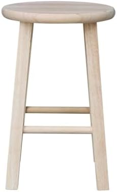 IC International Concepts Solid Wood Round Top Stool, 18" Seat, Unfinished