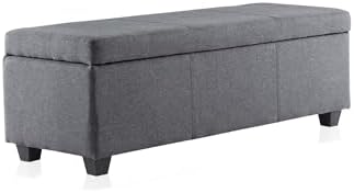 BELLEZE Storage Ottoman, 47 Inch Bench Bedroom Bench with Safety Close Hinge,...