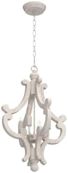 Farmhouse Chandelier, 4-Light French Country White Chandelier