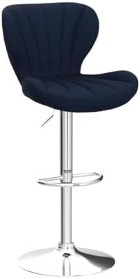 Roundhill Furniture Ellston Velvet Adjustable Swivel Barstools in Blue, Set of 2