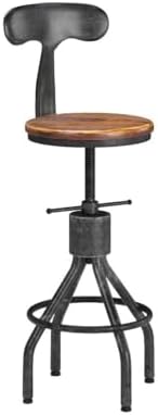 LOKKHAN Set of 2 Rustic Industrial Bar Stool-24-30 Adjustable Metal Swivel Wo...