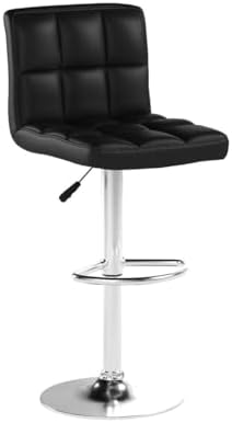 BestOffice | Bar Stools with Backrest | Black, Set of 2 | PU Leather
