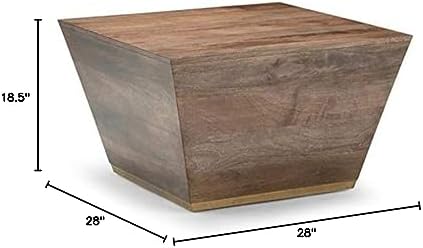 SIMPLIHOME Abba 28" Wide Solid Mango Wood Drum Coffee Table in Dark Brown