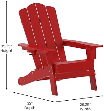 Taylor + Logan Nellis Adirondack Chair with Cup Holder, Weather Resistant HDP...