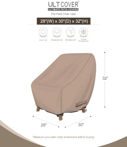 ULTCOVER Waterproof Patio Chair Cover, 28W x 30D x 32H in