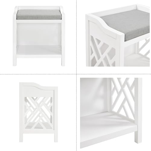 Alaterre Furniture Coventry Bench Stool with Cushion - Pine Wood Bench for En...