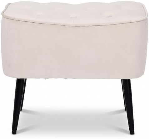BIRDROCK HOME Tufted Curve Ottoman Velvet Foot Stool - Modern Upholstered Pad...