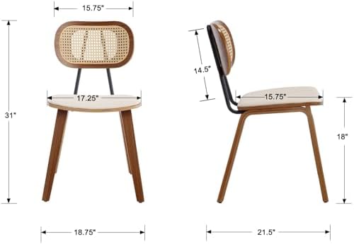 Ya-Home Mid-Century Dining Chairs Set of 2, PU Leather Kitchen Chairs with Ra...