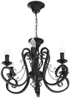 Ganeed 6-Light French Country Chandelier, Matte Black Candle Style